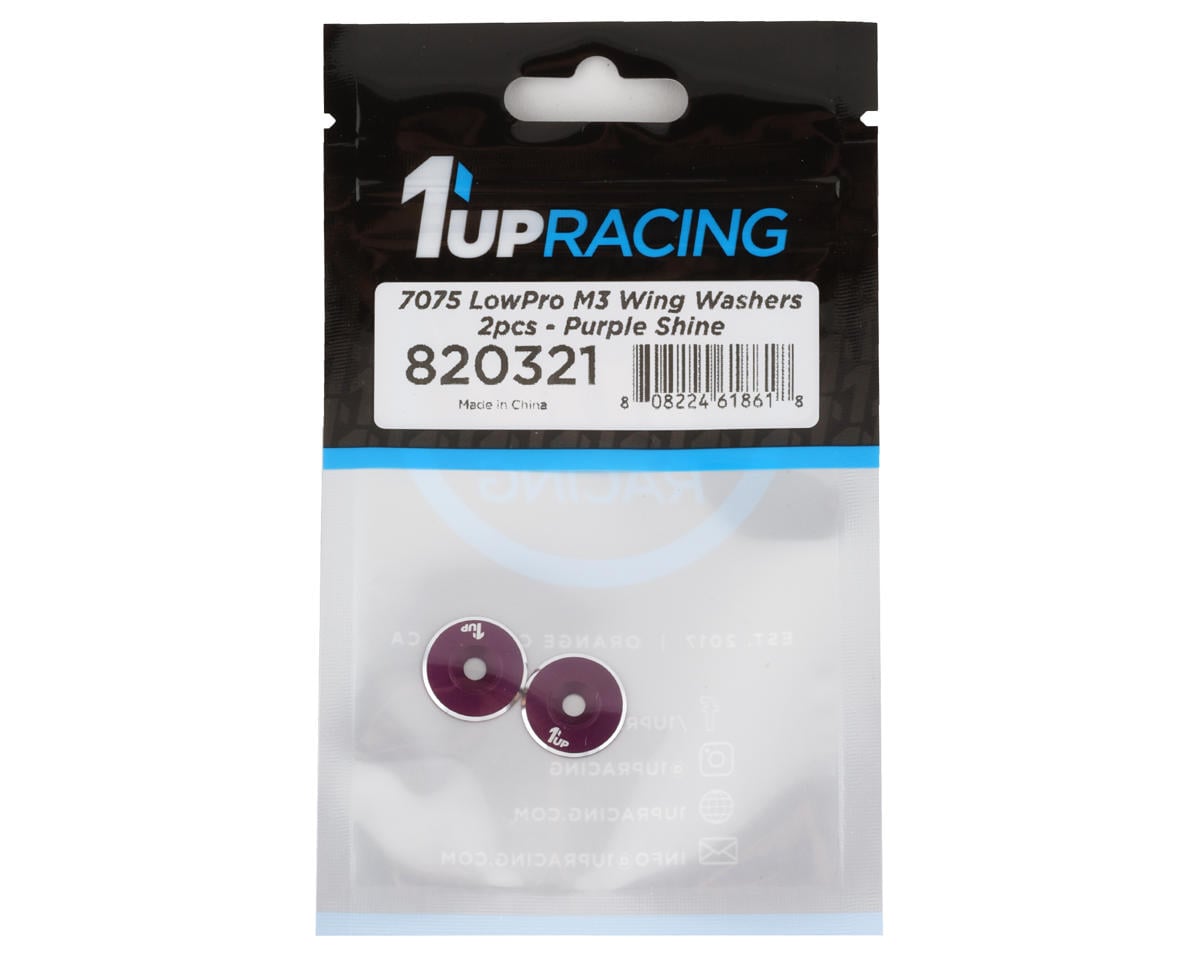 1UP Racing 3mm LowPro Wing Washers (Purple Shine) (2)