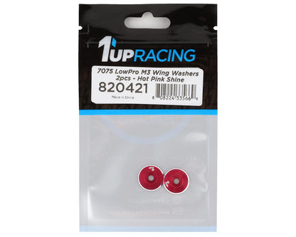 1UP Racing 3mm LowPro Wing Washers (Hot Pink Shine) (2)