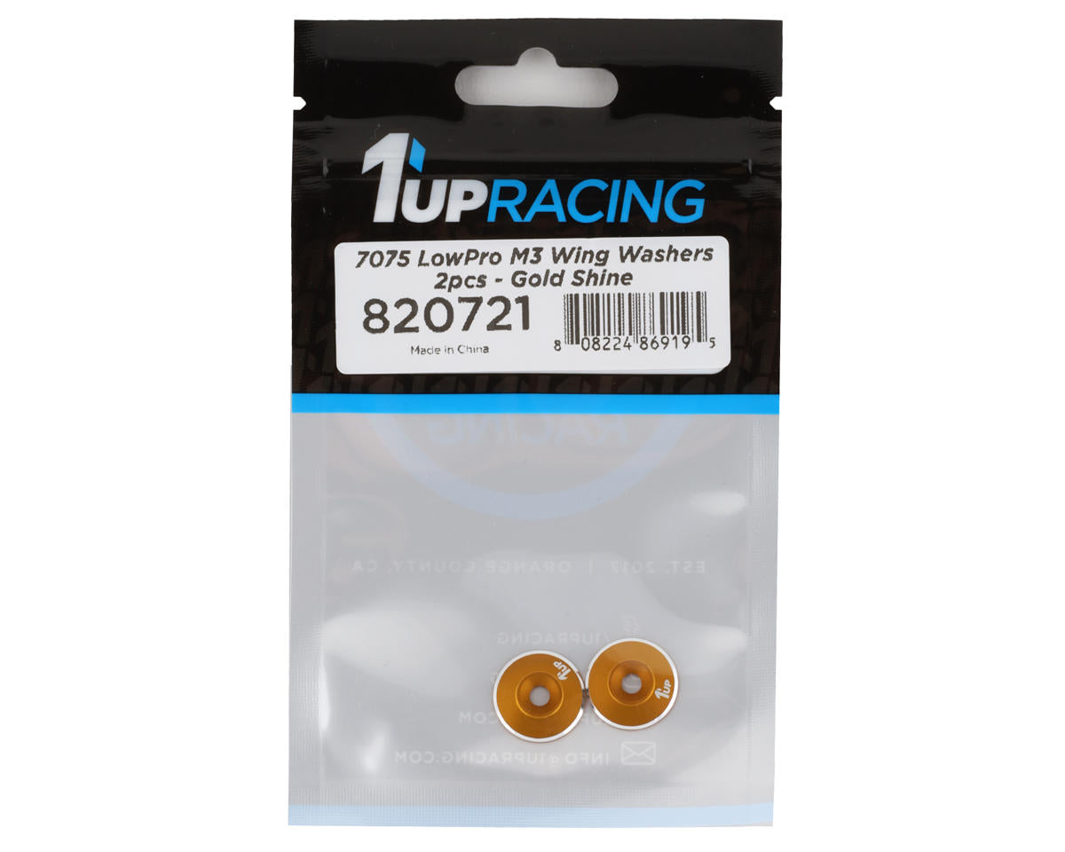 1UP Racing 3mm LowPro Wing Washers (Gold Shine) (2)