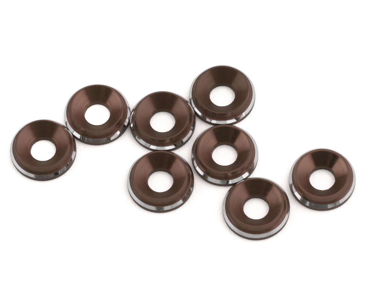 1UP Racing 3mm LowPro Countersunk Washers (Gunmetal Shine) (8)