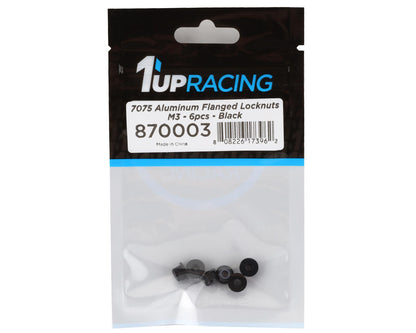 1UP Racing 3mm Aluminum Flanged Locknuts (Black) (6)