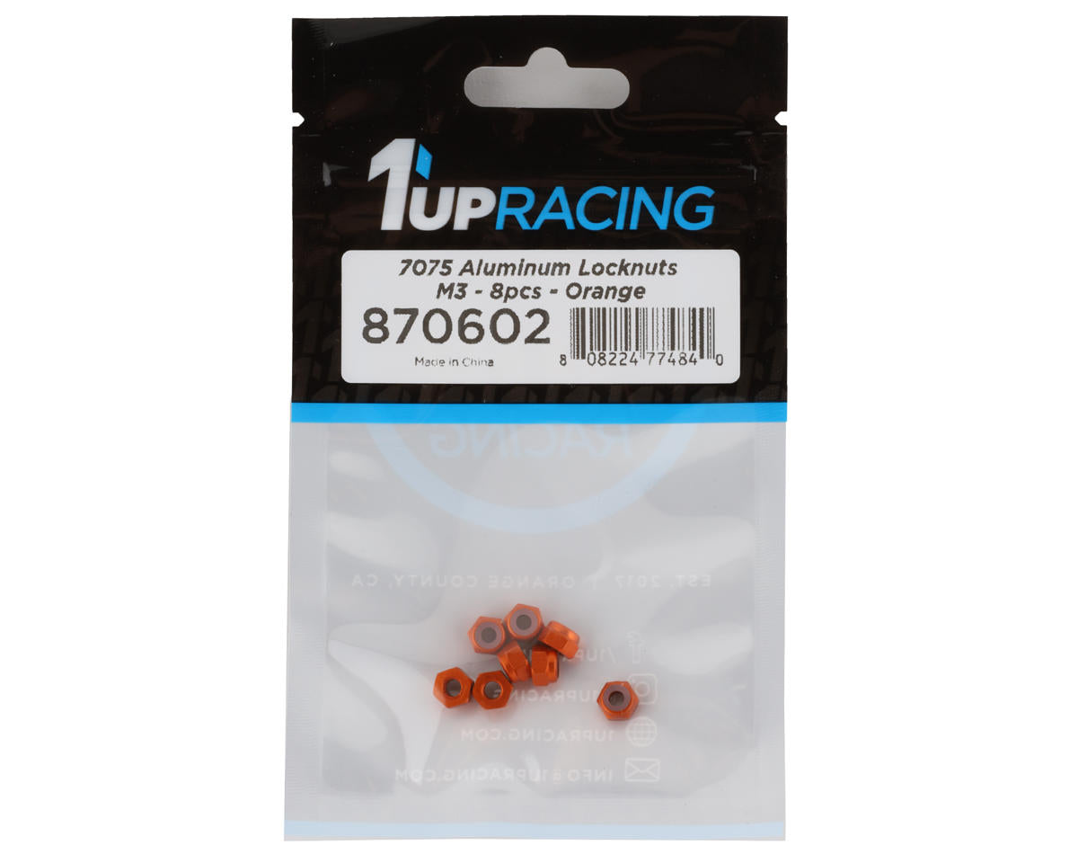 1UP Racing 3mm Aluminum Locknuts (Orange) (8)