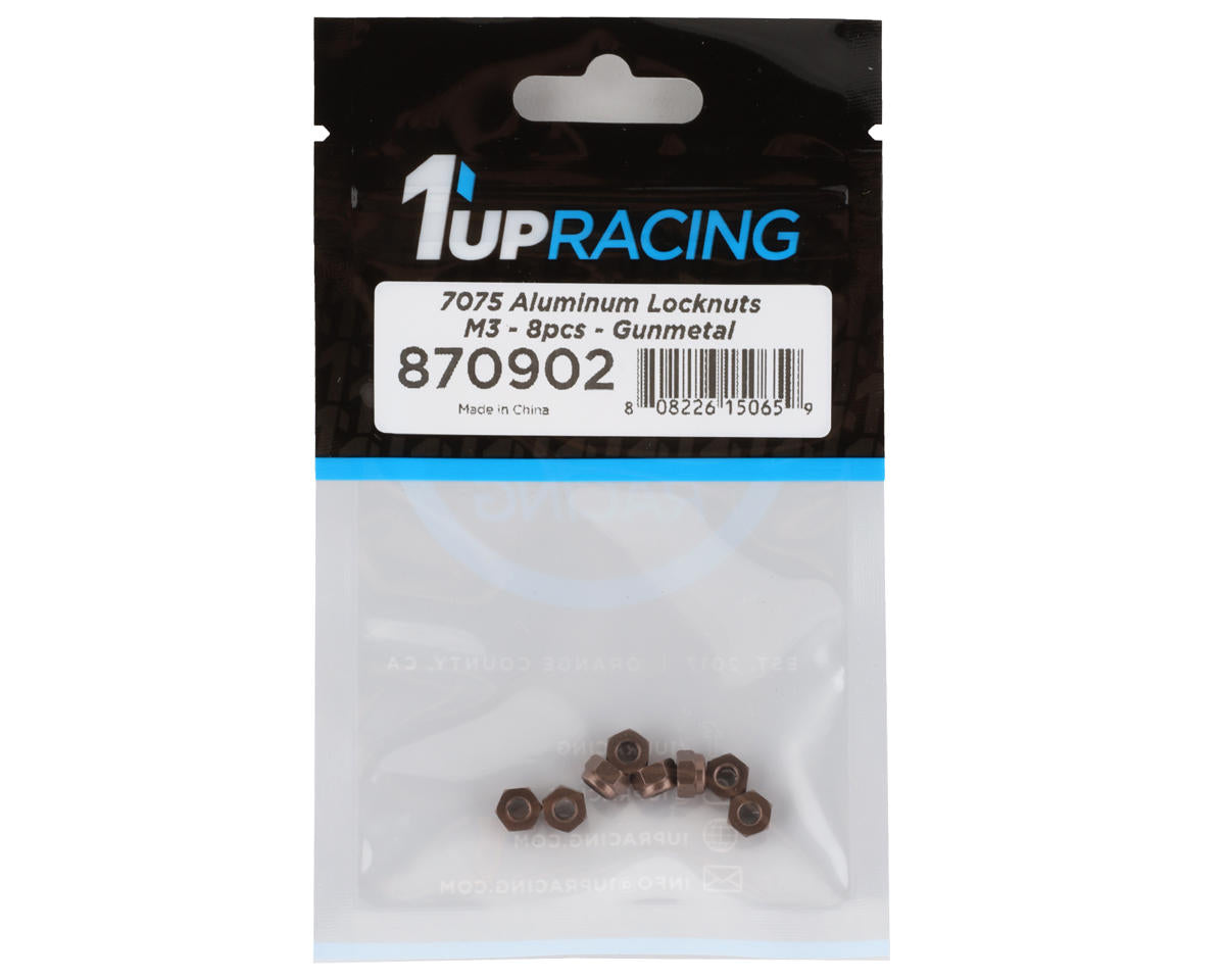 1UP Racing 3mm Aluminum Locknuts (Gunmetal) (8)
