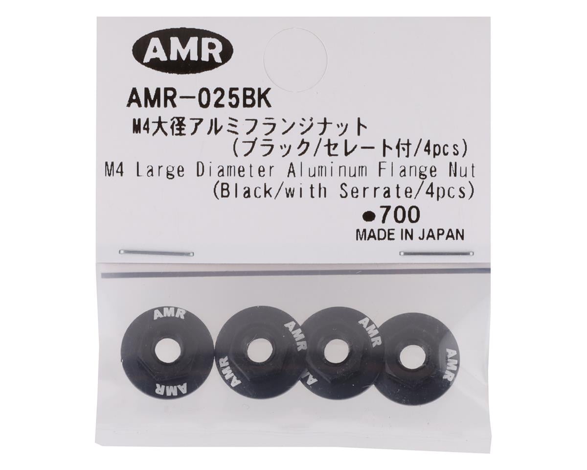 AMR 4mm Aluminum Serrated Flange Nut (Black) (4)