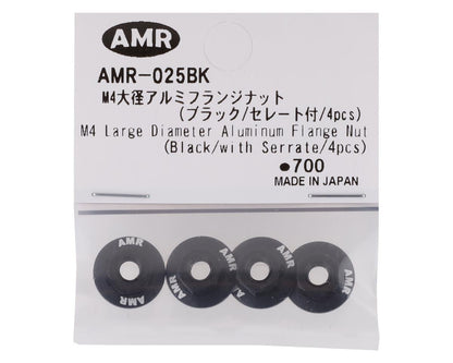 AMR 4mm Aluminum Serrated Flange Nut (Black) (4)