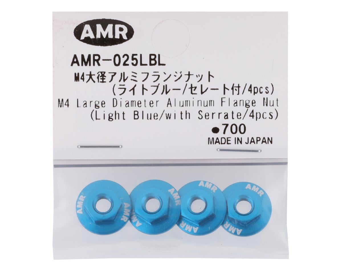 AMR 4mm Aluminum Serrated Flange Nut (Blue) (4)