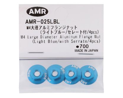 AMR 4mm Aluminum Serrated Flange Nut (Blue) (4)