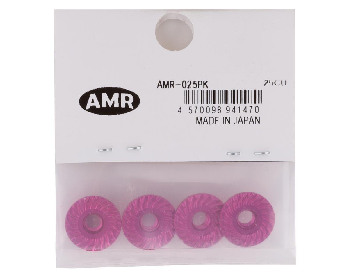 AMR 4mm Aluminum Serrated Flange Nut (Pink) (4)