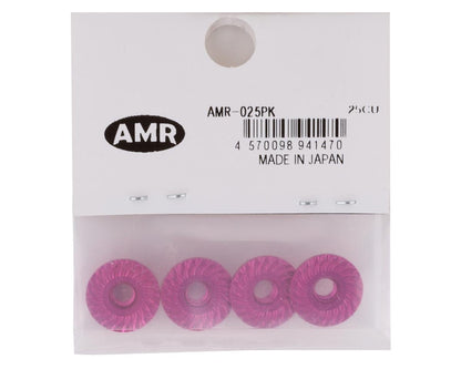 AMR 4mm Aluminum Serrated Flange Nut (Pink) (4)