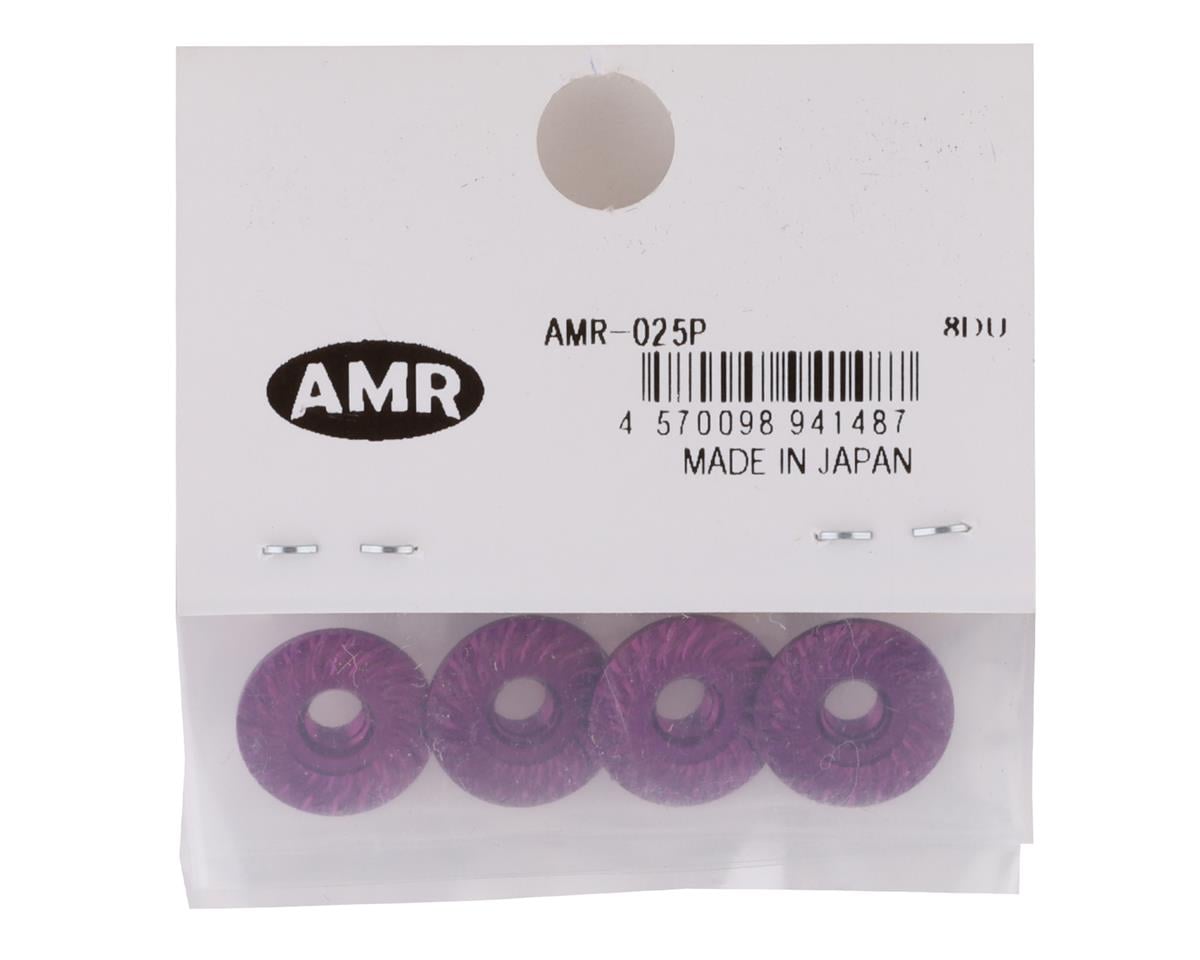 AMR 4mm Aluminum Serrated Flange Nut (Purple) (4)