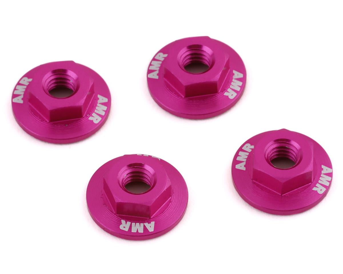 AMR 4mm Aluminum Serrated Flange Nut (Purple) (4)