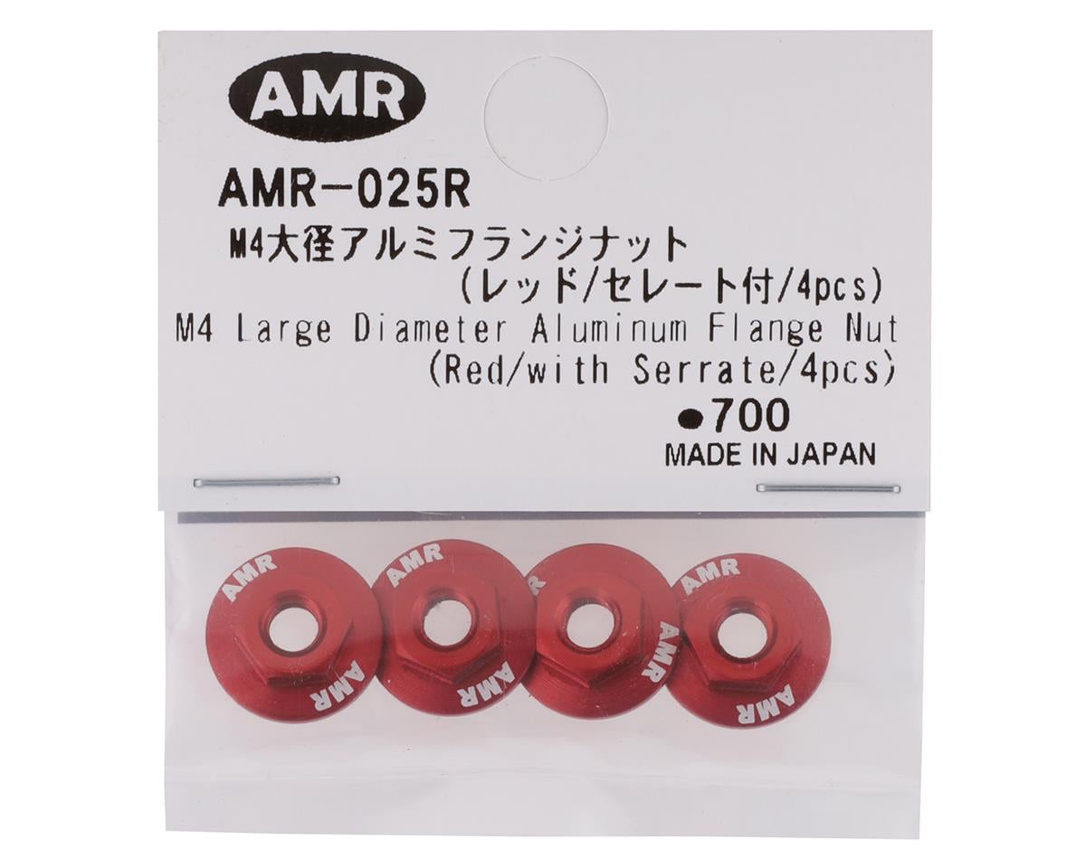 AMR 4mm Aluminum Serrated Flange Nut (Red) (4)