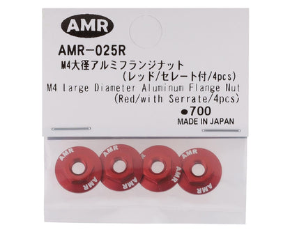 AMR 4mm Aluminum Serrated Flange Nut (Red) (4)