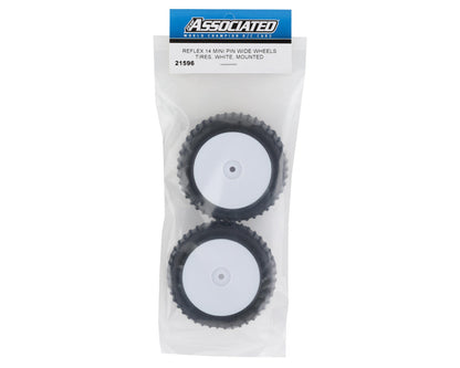 Team Associated Reflex 14B Rear Wide Pre-Mounted Mini Pin Tire (2) (White)