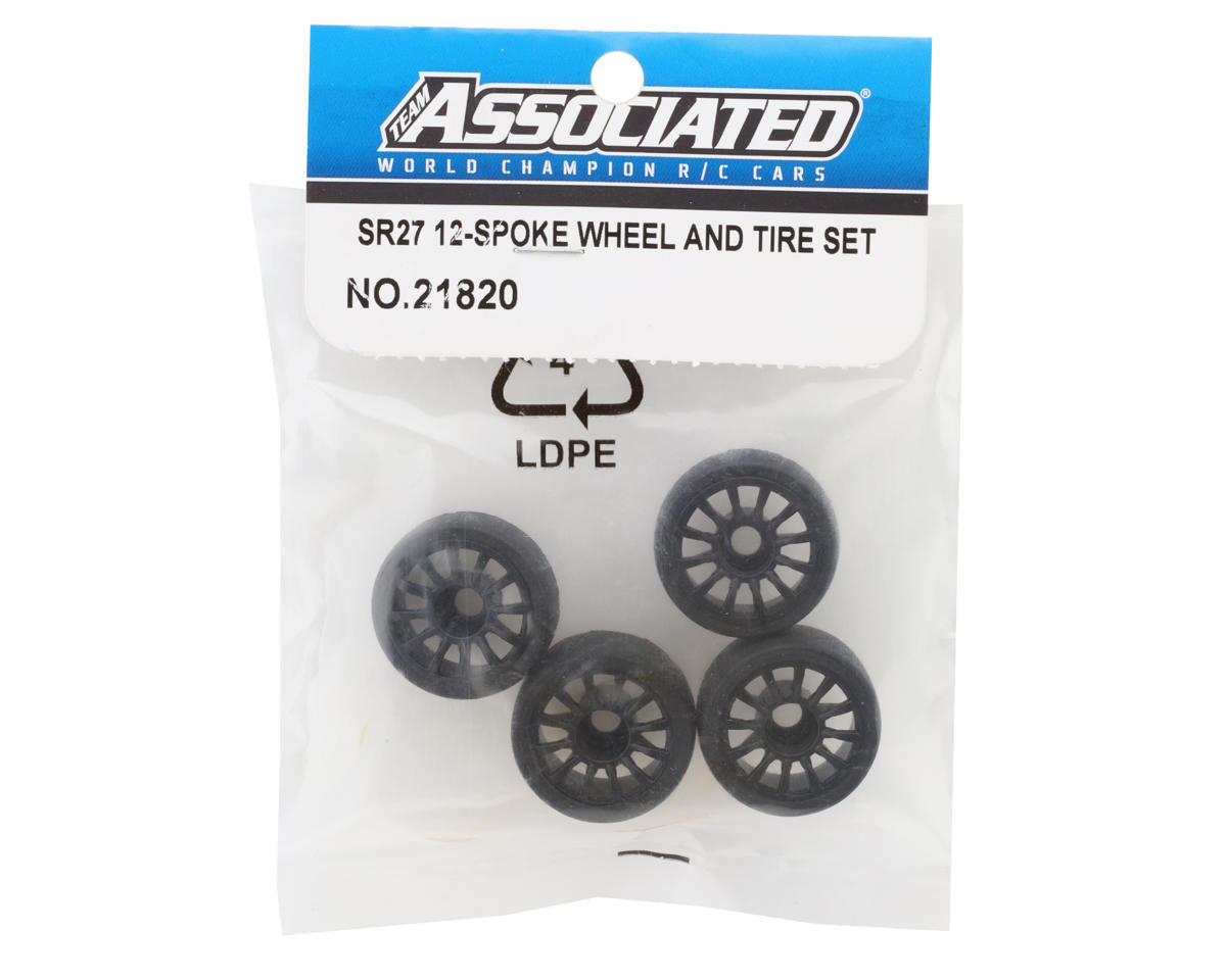 Team Associated SR27 12-Spoke Pre-Mounted Tires (4)