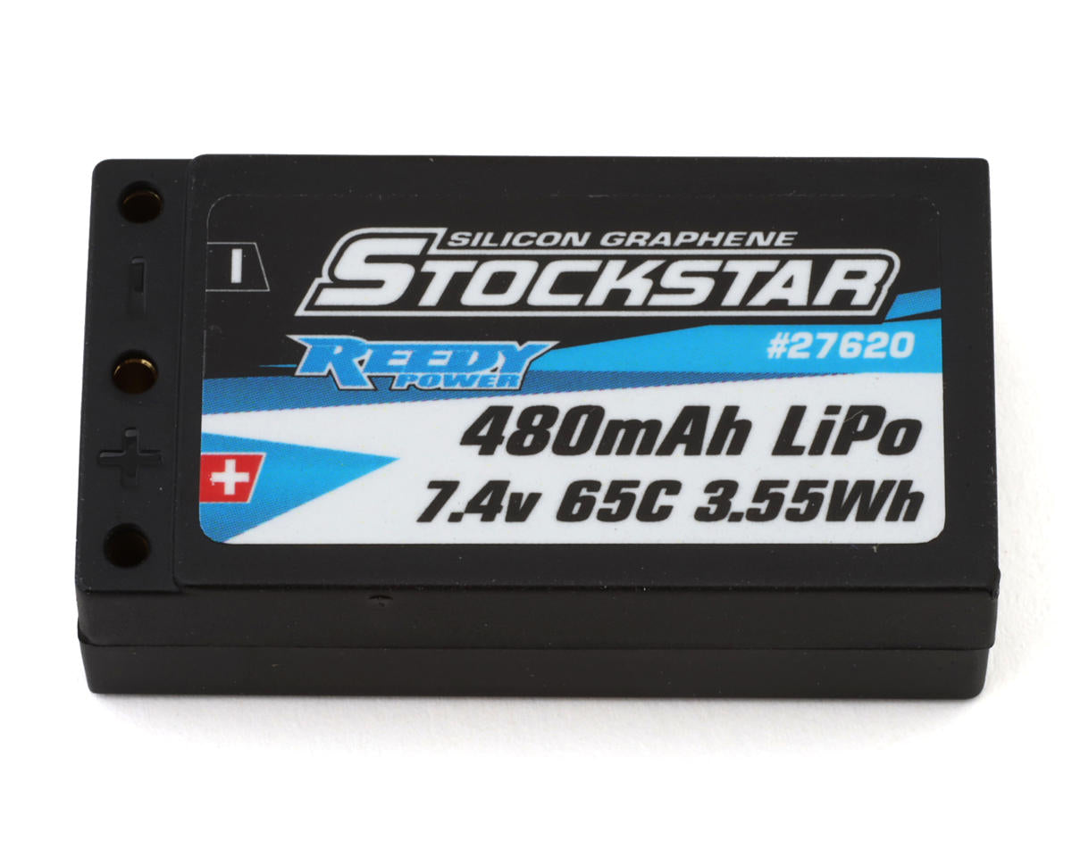 Reedy Stockstar 2S 65C 1/28 Hard Case LiPo (7.4v/480mAh) w/2mm Bullets