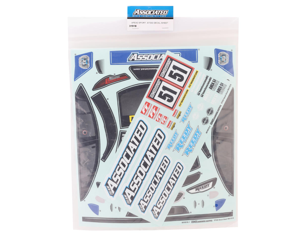 Team Associated Apex2 Sport ST550 Decal Sheet