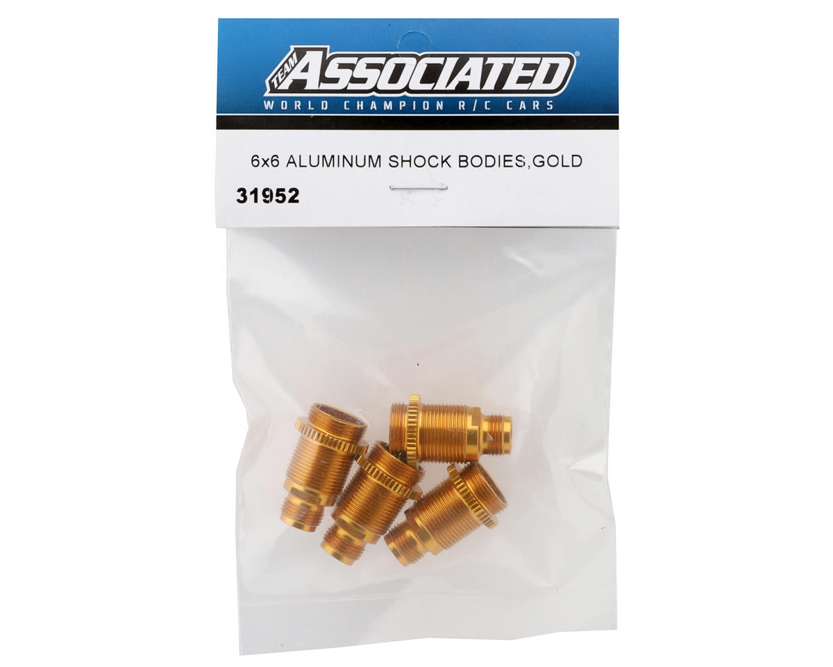 Team Associated RC10 6x6 Aluminum Shock Bodies (Gold) (4)