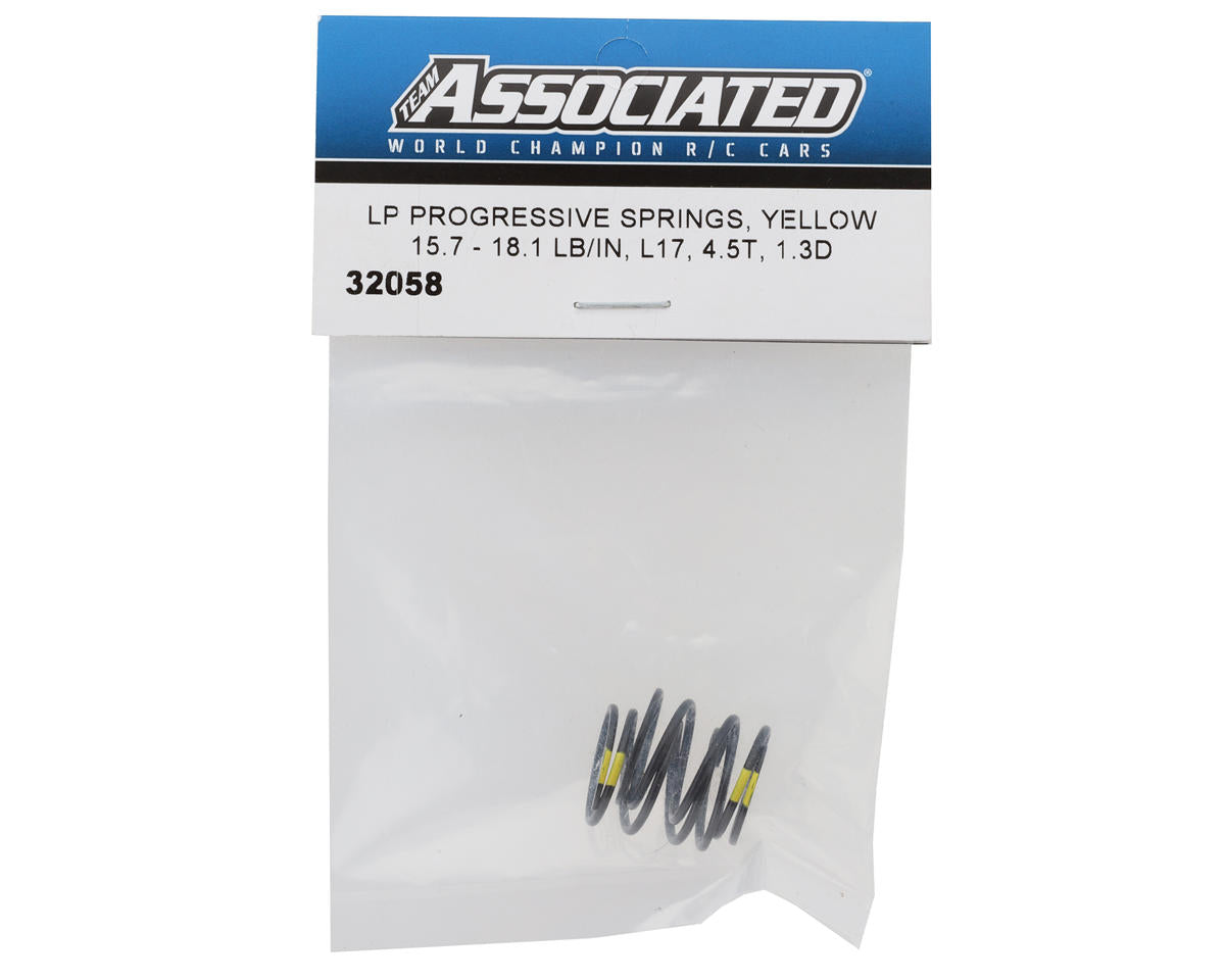 Team Associated RC10TC8 LP Progressive Springs (2) (Yellow/15.7-18.1lb)
