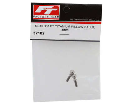 Team Associated RC10TC8 Factory Team 8mm Titanium Pillow Ball Studs (2)