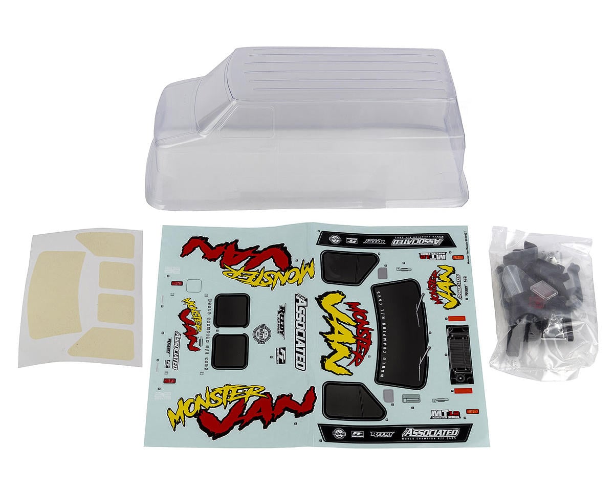 Team Associated MT12 Monster Van Body Set (Clear)