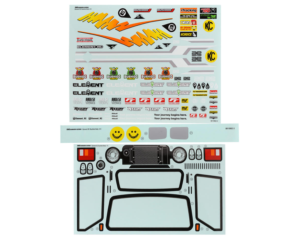 Team Associated Enduro Bushido+ Body Decal Sheet