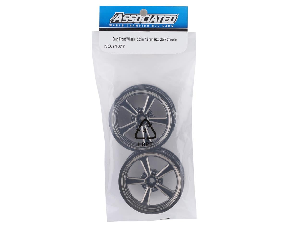 Team Associated DR10 2.2" Drag Racing Front Wheels (Black Chrome) (2)