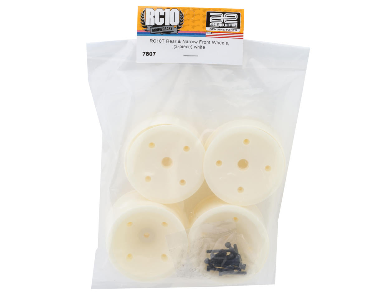 Team Associated RC10T "3-Piece" Front & Rear Wheels Set (White)