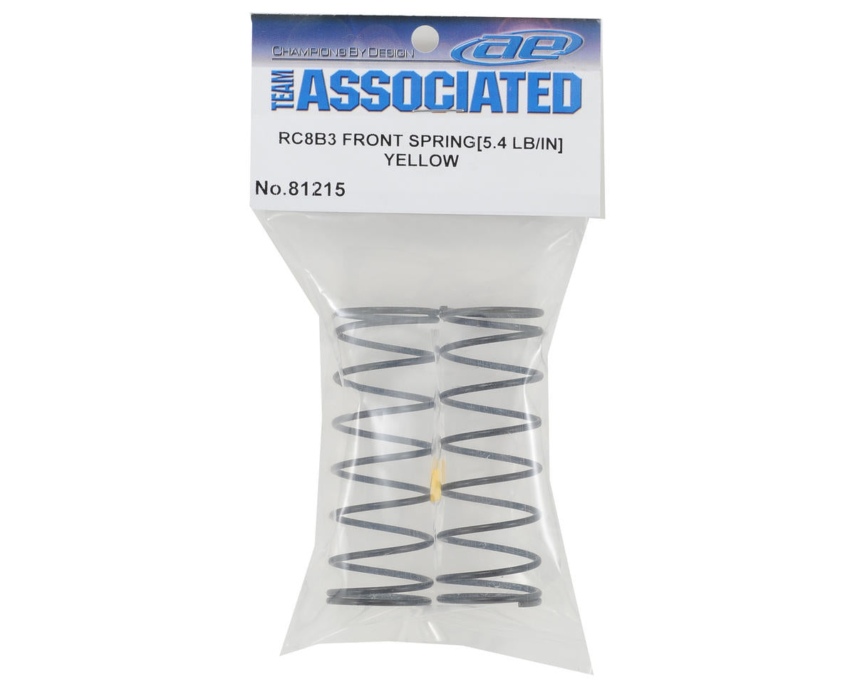 Team Associated RC8B3 Front Shock Spring Set (Yellow - 5.4lb/in) (2)