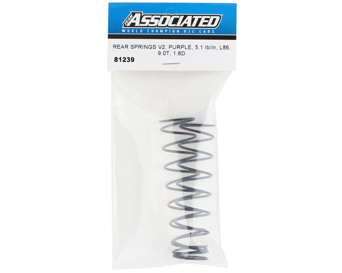 Team Associated RC8T4 Rear V2 Shock Spring Set (Purple - 5.1lb/in)