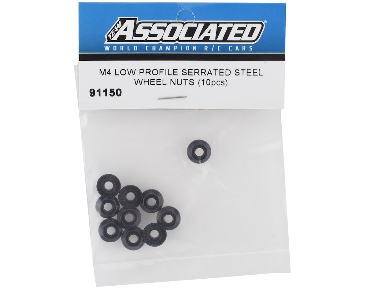 Team Associated 4mm Low Profile Serrated Steel Wheel Nuts (Black) (10)