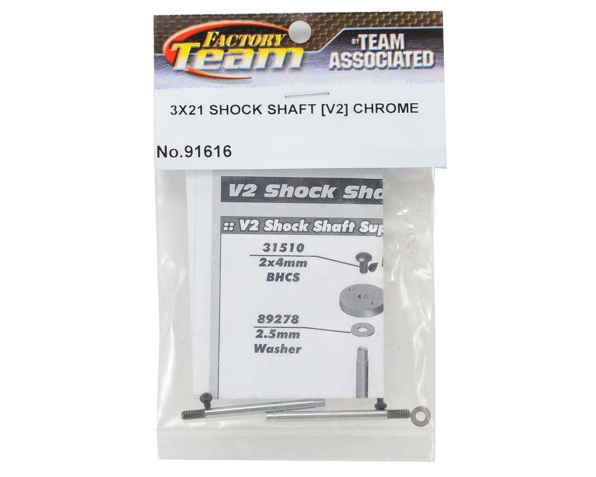 Team Associated 3x21mm V2 Chrome Screw Mount Buggy Front Shock Shaft (2)