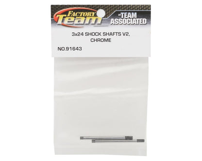 Team Associated 3x24mm V2 Screw Mount Front Shock Shaft (2) (Chrome)