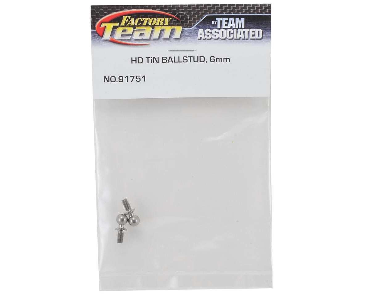 Team Associated 6mm Factory Team Heavy Duty Titanium Ball Stud Set (2)