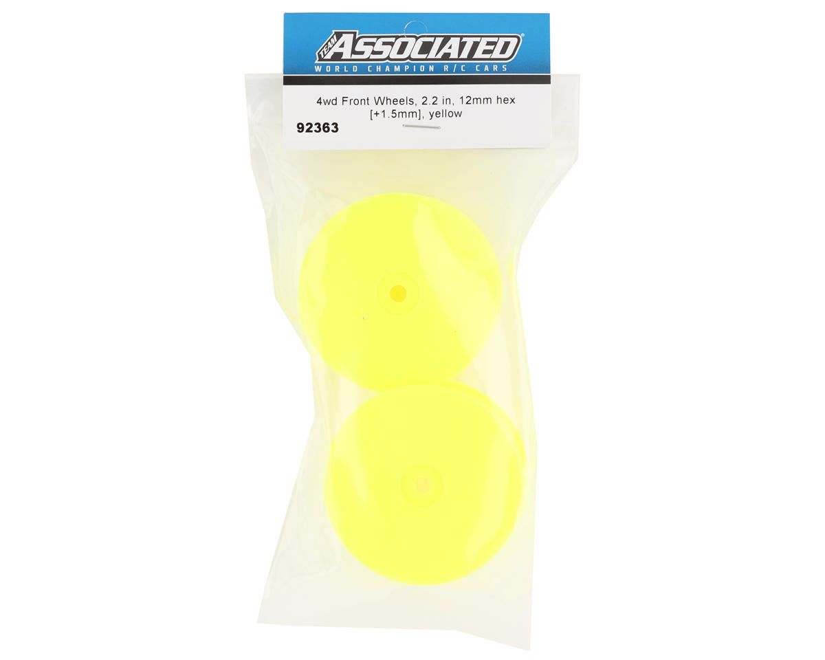 Team Associated 12mm Hex 2.2 4WD Front +1.5mm Buggy Wheels (2) (B74) (Yellow)