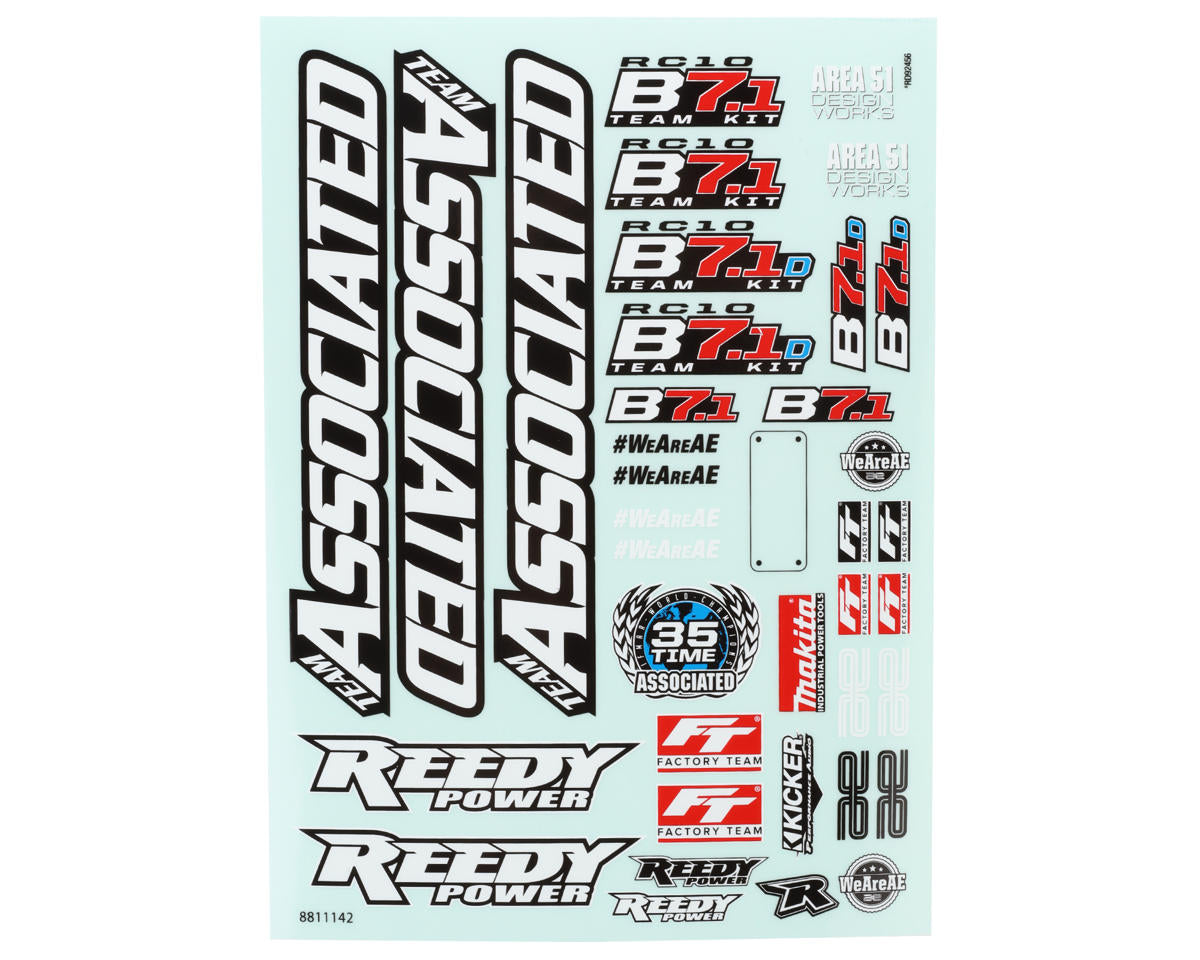 Team Associated RC10B7.1 Decal Sheet