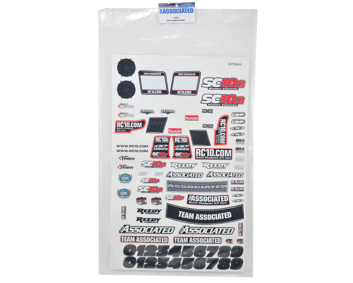 Team Associated SC10.2 Factory Team Decal Sheet