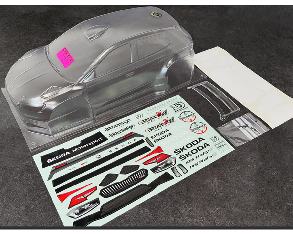 Bittydesign SKODA Fabia RS Rally2 1/10 Rally Body (Clear) (190mm)