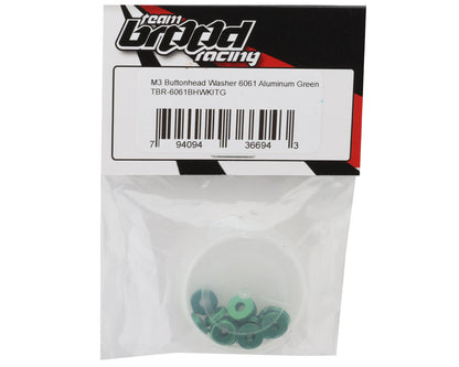 Team Brood 3mm 6061 Aluminum Button Head Washer (Green) (16)