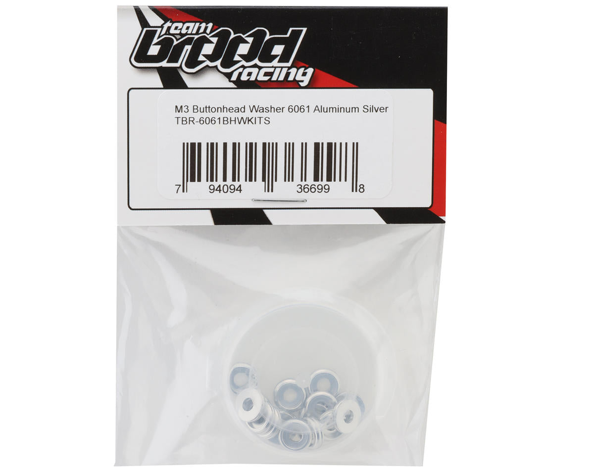Team Brood 3mm 6061 Aluminum Button Head Washer (Silver) (16)