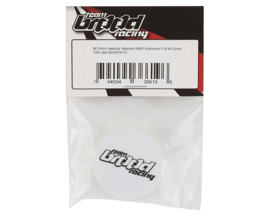 Team Brood 3x6mm 6061 Aluminum Ball Stud Washer Full Kit (Silver) (32)