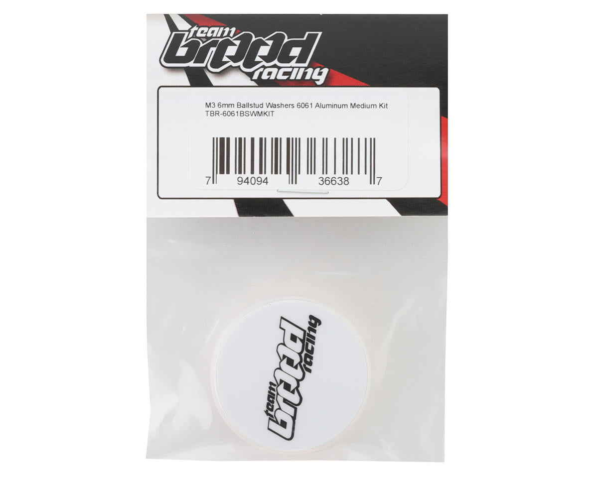 Team Brood 3x6mm 6061 Aluminum Ball Stud Washers Medium Kit (Black) (16)