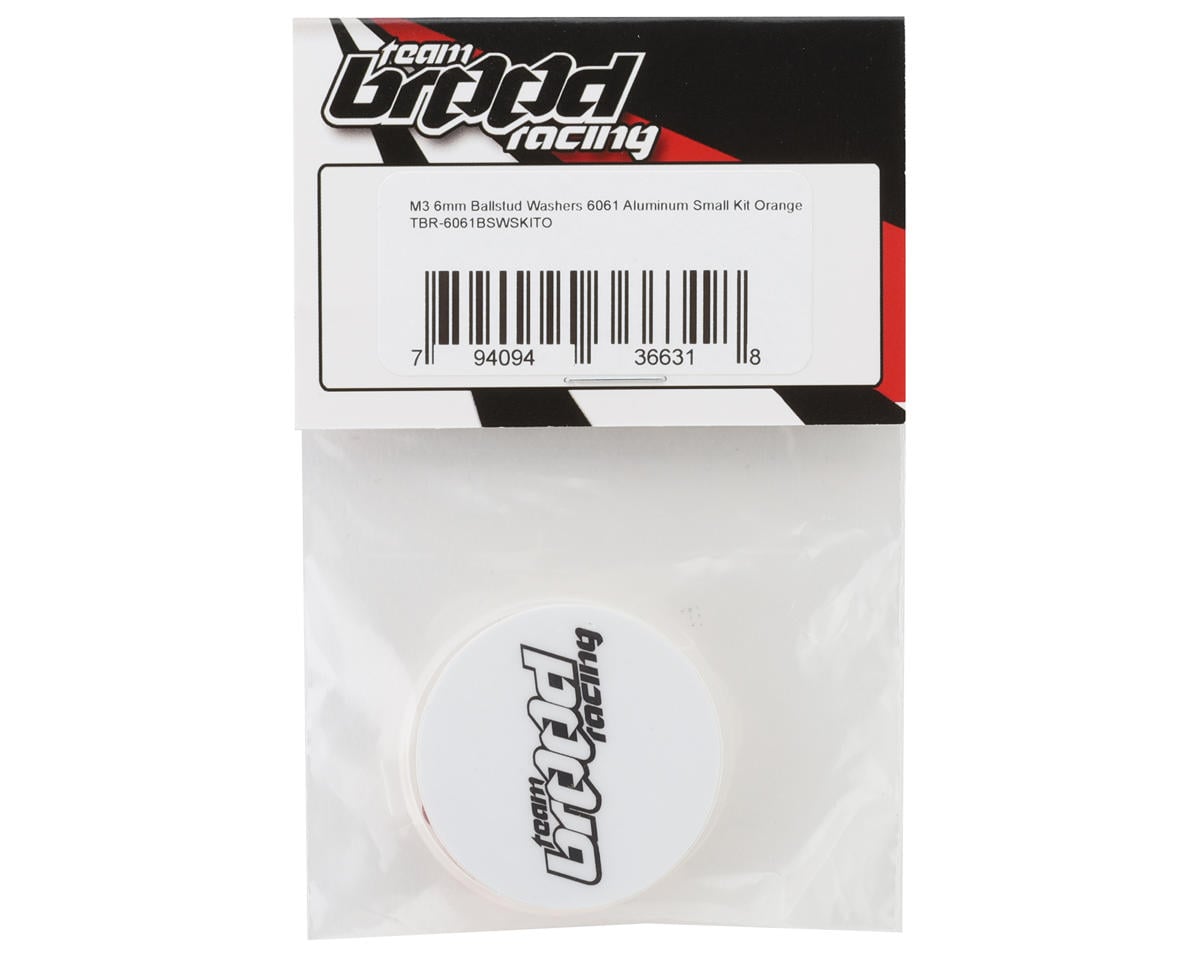 Team Brood 3x6mm 6061 Aluminum Ball Stud Washers Small Kit (Orange) (16)
