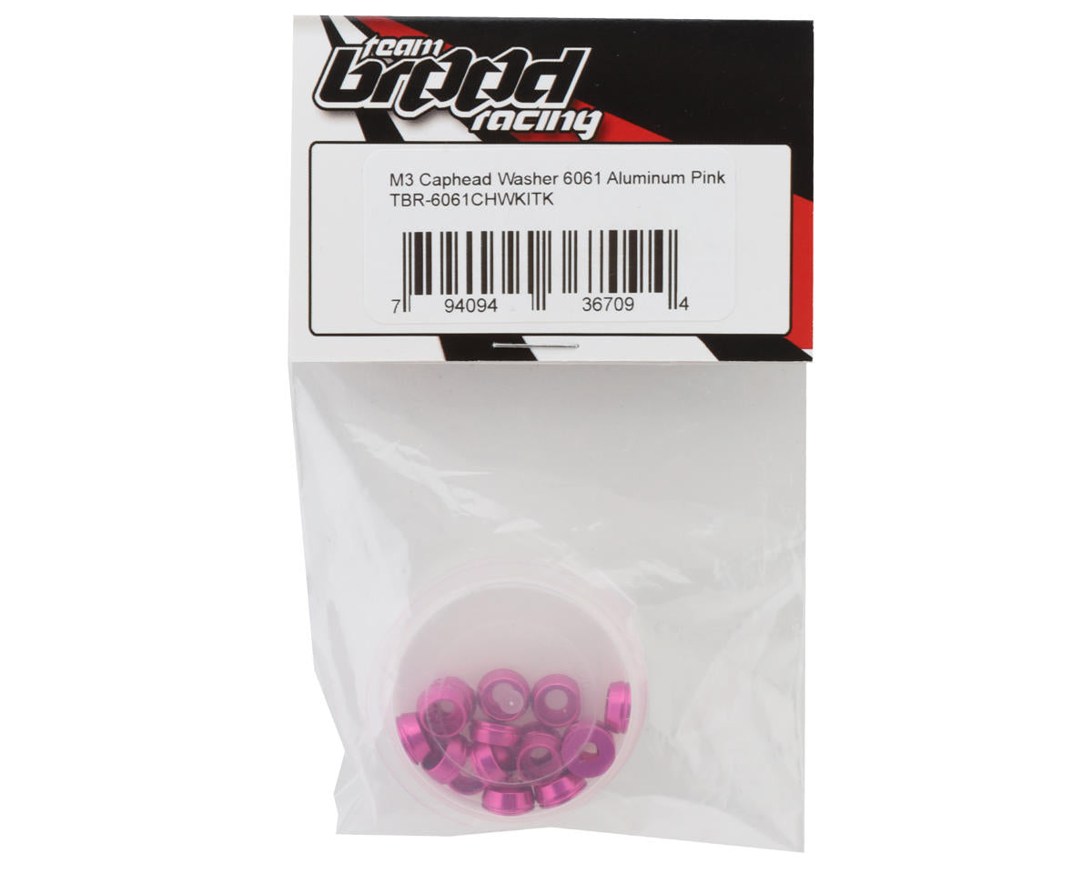 Team Brood 3mm 6061 Aluminum Cap Head Washer (Pink) (16)