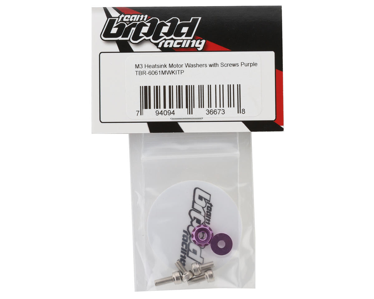 Team Brood 3mm 6061 Aluminum Heatsink Motor Washers w/Screws (Purple)