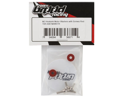 Team Brood 3mm 6061 Aluminum Heatsink Motor Washers w/Screws (Red)