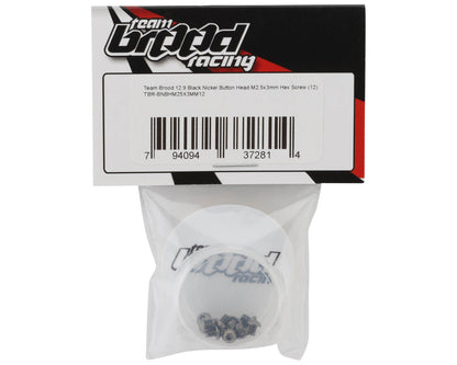 Team Brood 2.5mm 12.9 Black Nickel Button Head Hex Screw (12) (2.5x3mm)