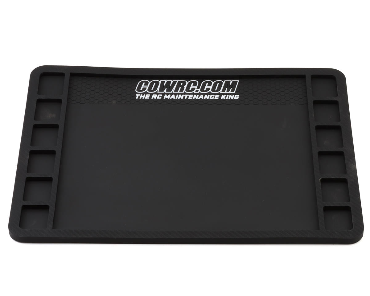 Cow RC Screw Catcher Carbon Series Rubber Pit Mat (12"x16")