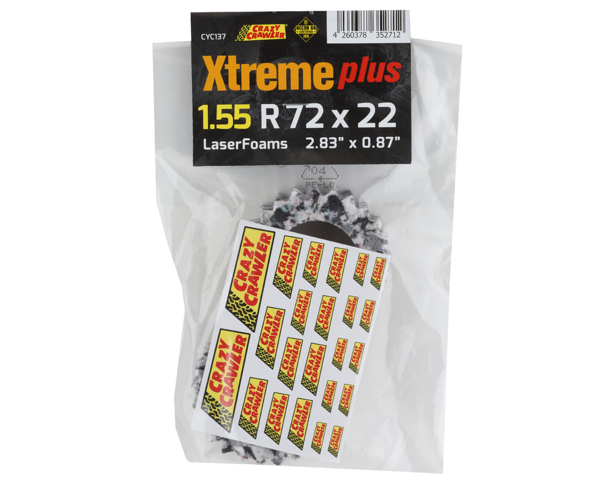 Crazy Crawler LaserFoam Xtreme Plus 1.55" Trailer Tire Foam Insert (2) (72x22mm)