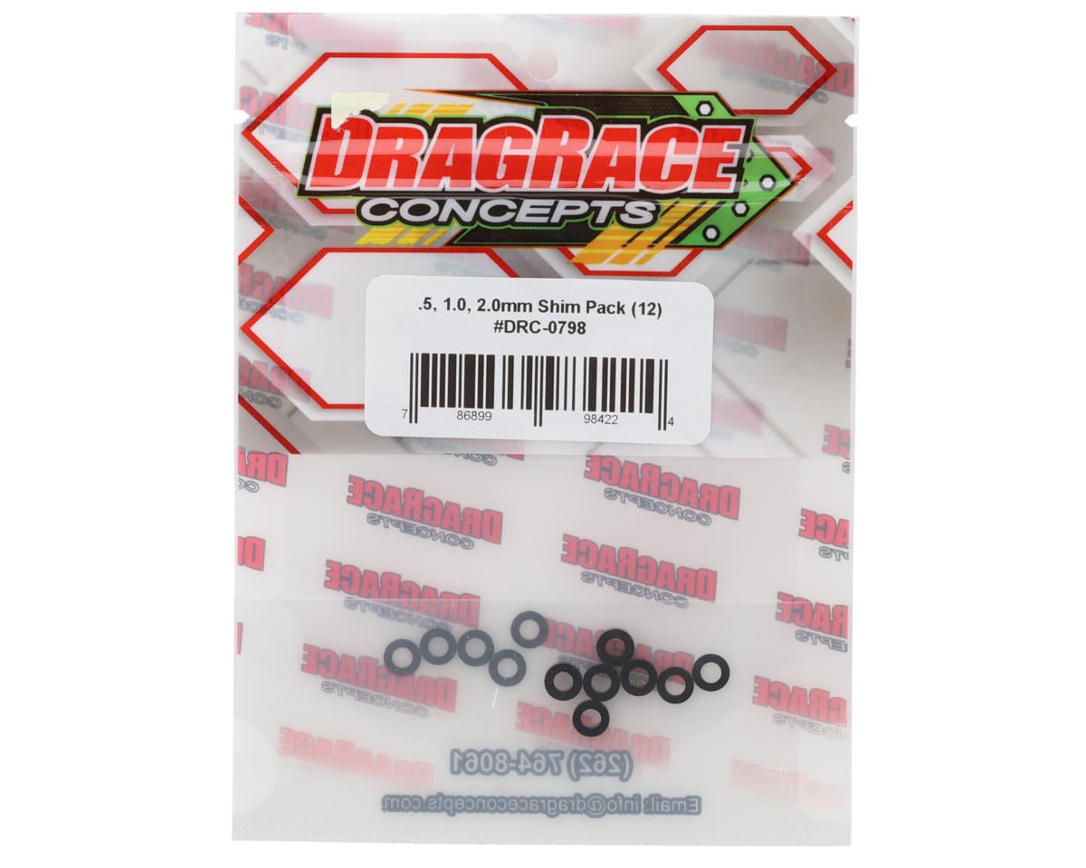 DragRace Concepts 3x6mm Ball Stud Shim Set (Black) (12) (.5, 1.0, 2.0mm)